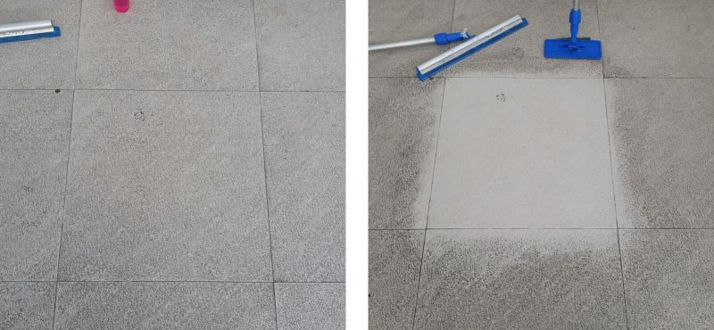 Antes e Depois: Limpeza de piso com detergente concentrado