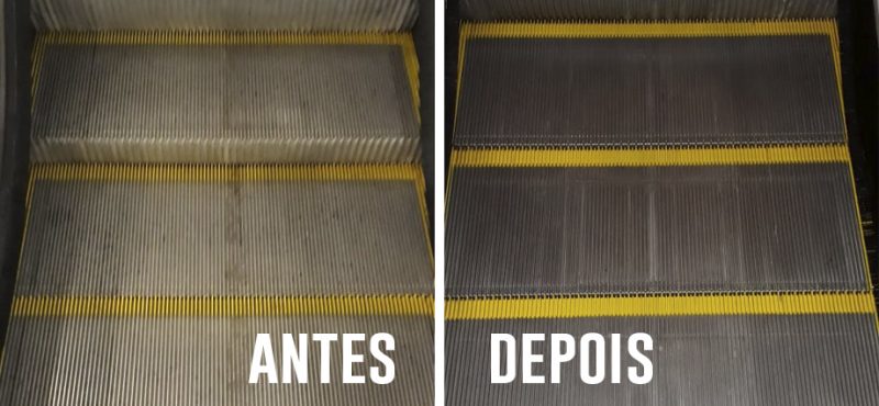 ANTES E DEPOIS: Conheça a lavagem de escada rolante